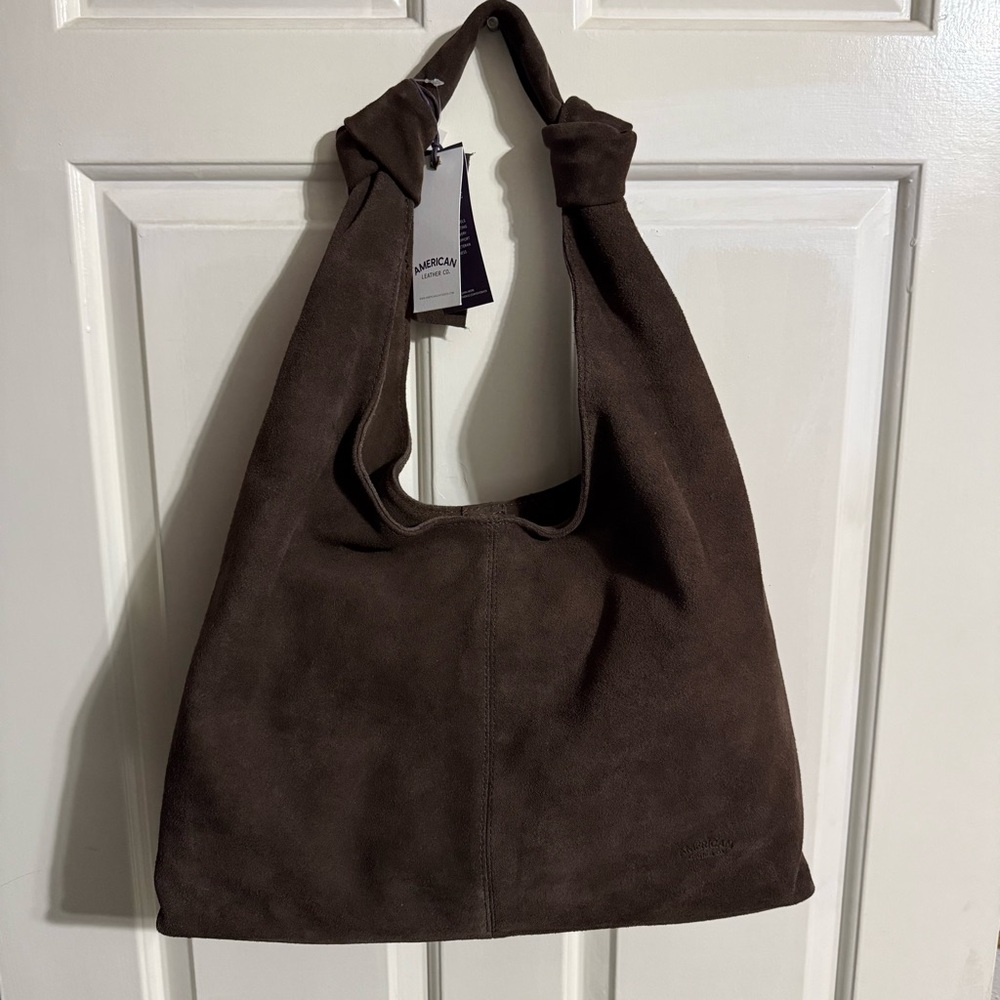 American Leather Brown Suede Gables Hobo Bag